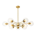 LightfixturesUAE-12-Light Mid-Century Modern 2-Tiered Bubble Glass Globe Sputnik Chandelier-Chandeliers-Brass-Ribbed Globe