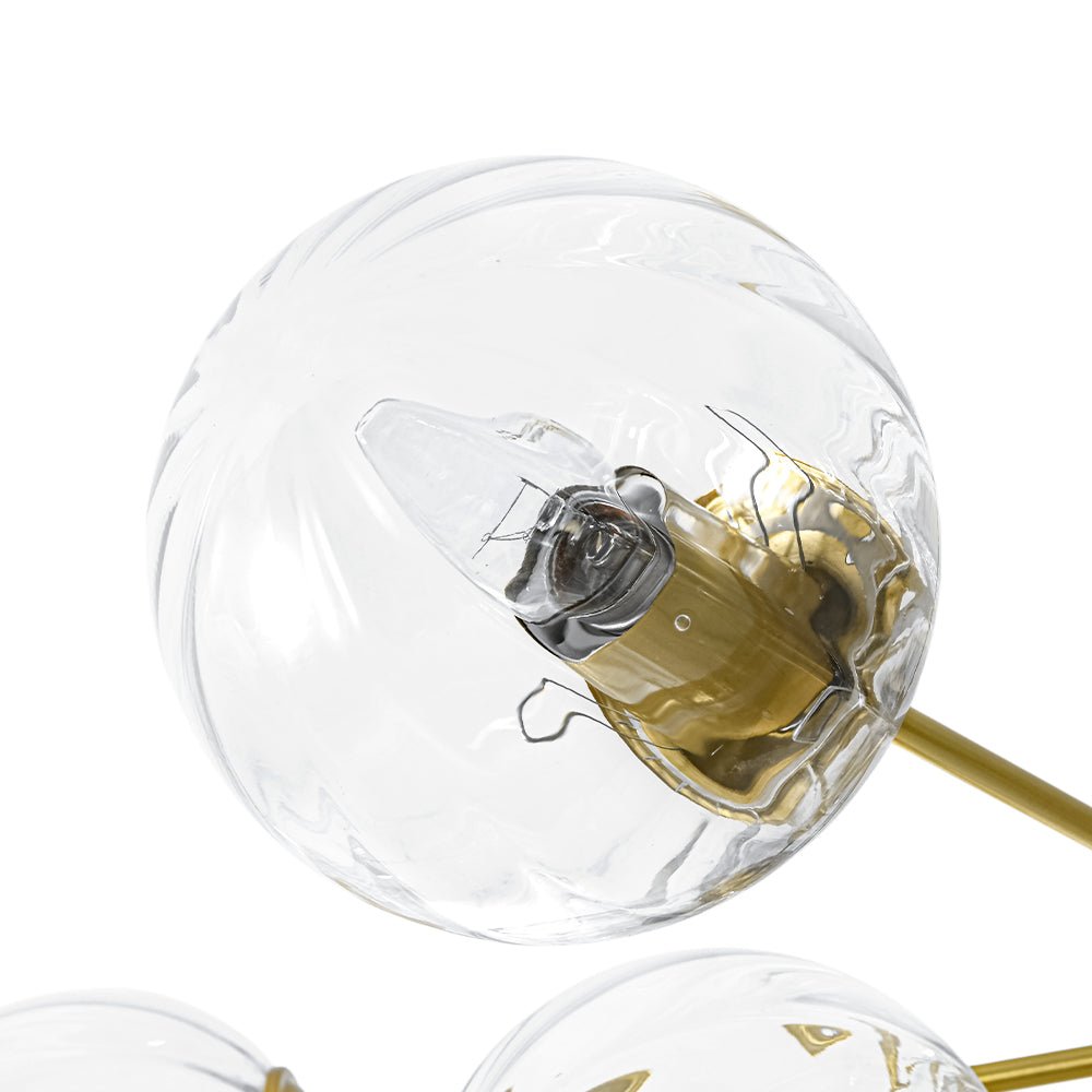 LightfixturesUAE-12-Light Mid-Century Modern 2-Tiered Bubble Glass Globe Sputnik Chandelier-Chandeliers-Brass-Ribbed Globe