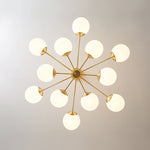 LightfixturesUAE-12-Light Mid-Century Modern 2-Tiered Bubble Glass Globe Sputnik Chandelier-Chandeliers-Brass-Ribbed Globe
