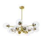 LightfixturesUAE-12-Light Mid-Century Modern 2-Tiered Bubble Glass Globe Sputnik Chandelier-Chandeliers-Brass-Ribbed Globe