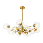 LightfixturesUAE-12-Light Mid-Century Modern 2-Tiered Bubble Glass Globe Sputnik Chandelier-Chandeliers-Brass-Ribbed Globe