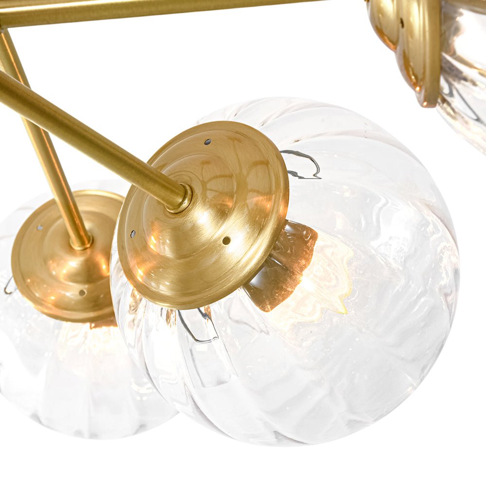 LightfixturesUAE-12-Light Mid-Century Modern 2-Tiered Bubble Glass Globe Sputnik Chandelier-Chandeliers-Brass-Ribbed Globe