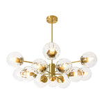 LightfixturesUAE-12-Light Mid-Century Modern 2-Tiered Bubble Glass Globe Sputnik Chandelier-Chandeliers-Brass-Ribbed Globe