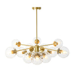 LightfixturesUAE-12-Light Mid-Century Modern 2-Tiered Bubble Glass Globe Sputnik Chandelier-Chandeliers-Brass-Ribbed Globe