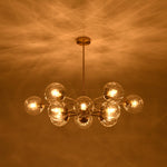 LightfixturesUAE-12-Light Mid-Century Modern 2-Tiered Bubble Glass Globe Sputnik Chandelier-Chandeliers-Brass-Ribbed Globe