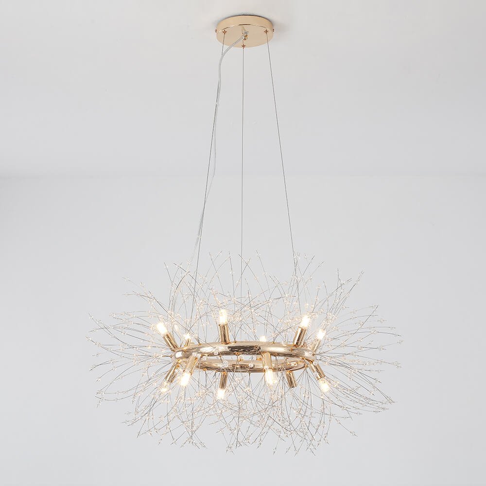 LightfixturesUAE-12-Light Mid-century Modern Round Firework Dandelion Chandelier-Chandeliers-Chrome-