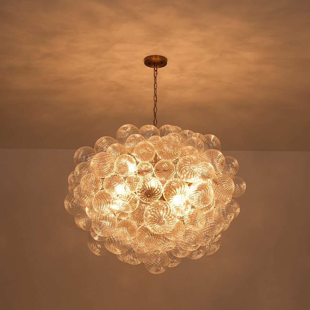 LightfixturesUAE-12-Light Modern Cluster Striped Glass Bubble Chandelier-Chandeliers-12-Light-