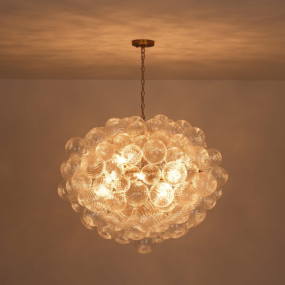 LightfixturesUAE-12-Light Modern Cluster Striped Glass Bubble Chandelier-Chandeliers-12-Light-