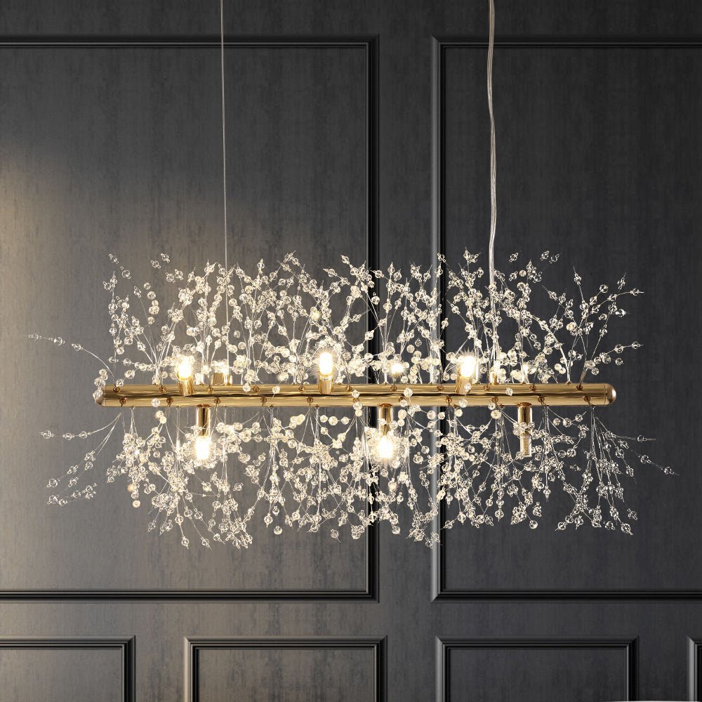 LightfixturesUAE-12-Light Modern Dandelion Sputnik Firework Linear Chandelier-Chandeliers-Chrome-12-Light