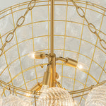 LightfixturesUAE-12-Light Modern Large Tiered Ribbed Glass Bubble Grape Cluster Chandelier-Chandeliers-12-Light-Brass
