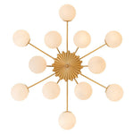 LightfixturesUAE-12-Light Modern Opal Glass Globe Sputnik Semi Flush Mount-Chandeliers-Brass-