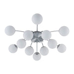 LightfixturesUAE-12-Light Modern Opal Glass Globe Sputnik Semi Flush Mount-Chandeliers-Brass-