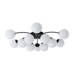 LightfixturesUAE-12-Light Modern Opal Glass Globe Sputnik Semi Flush Mount-Chandeliers-Brass-