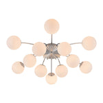 LightfixturesUAE-12-Light Modern Opal Glass Globe Sputnik Semi Flush Mount-Chandeliers-Brass-