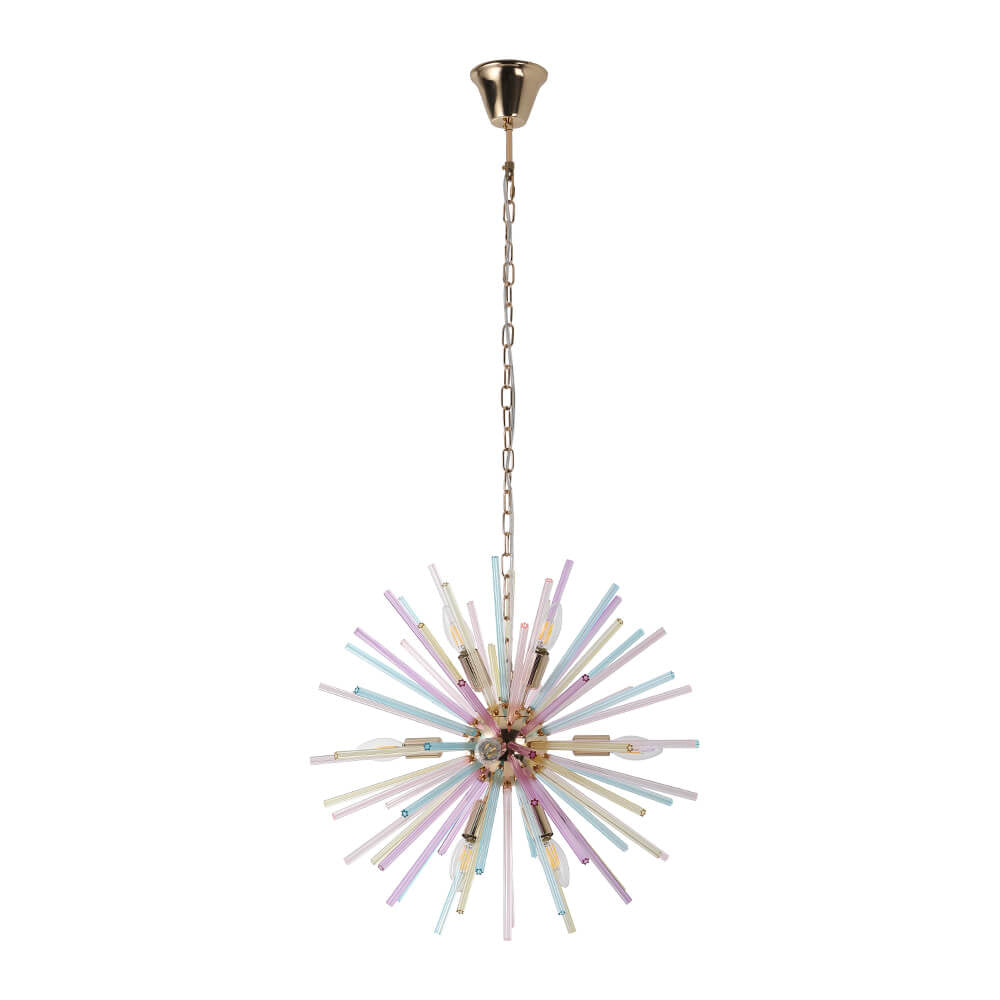 LightfixturesUAE-12-Light Modern Rainbow Color Starburst Sputnik Chandelier For Kids-Chandeliers-Rainbow Brass-