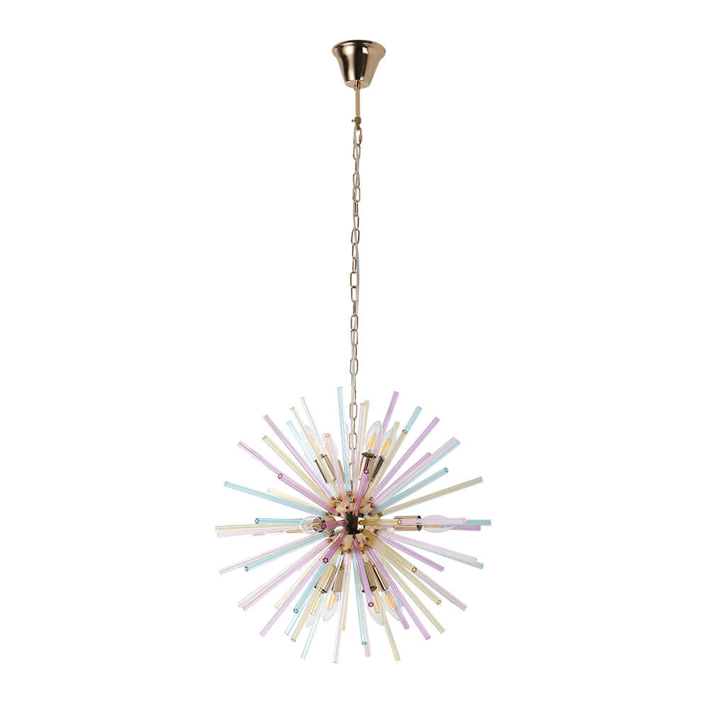 LightfixturesUAE-12-Light Modern Rainbow Color Starburst Sputnik Chandelier For Kids-Chandeliers-Rainbow Brass-