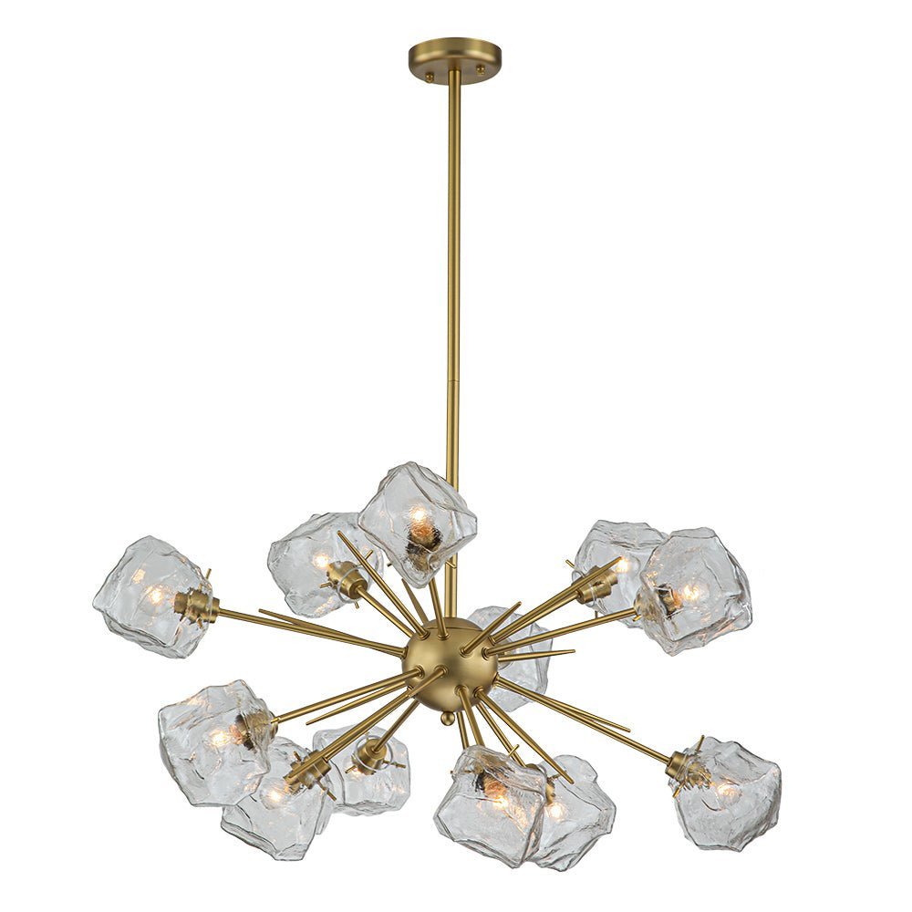 LightfixturesUAE-12-Light Modern Sputnik Ice Cube-Shaped Glass Chandelier-Chandeliers - 