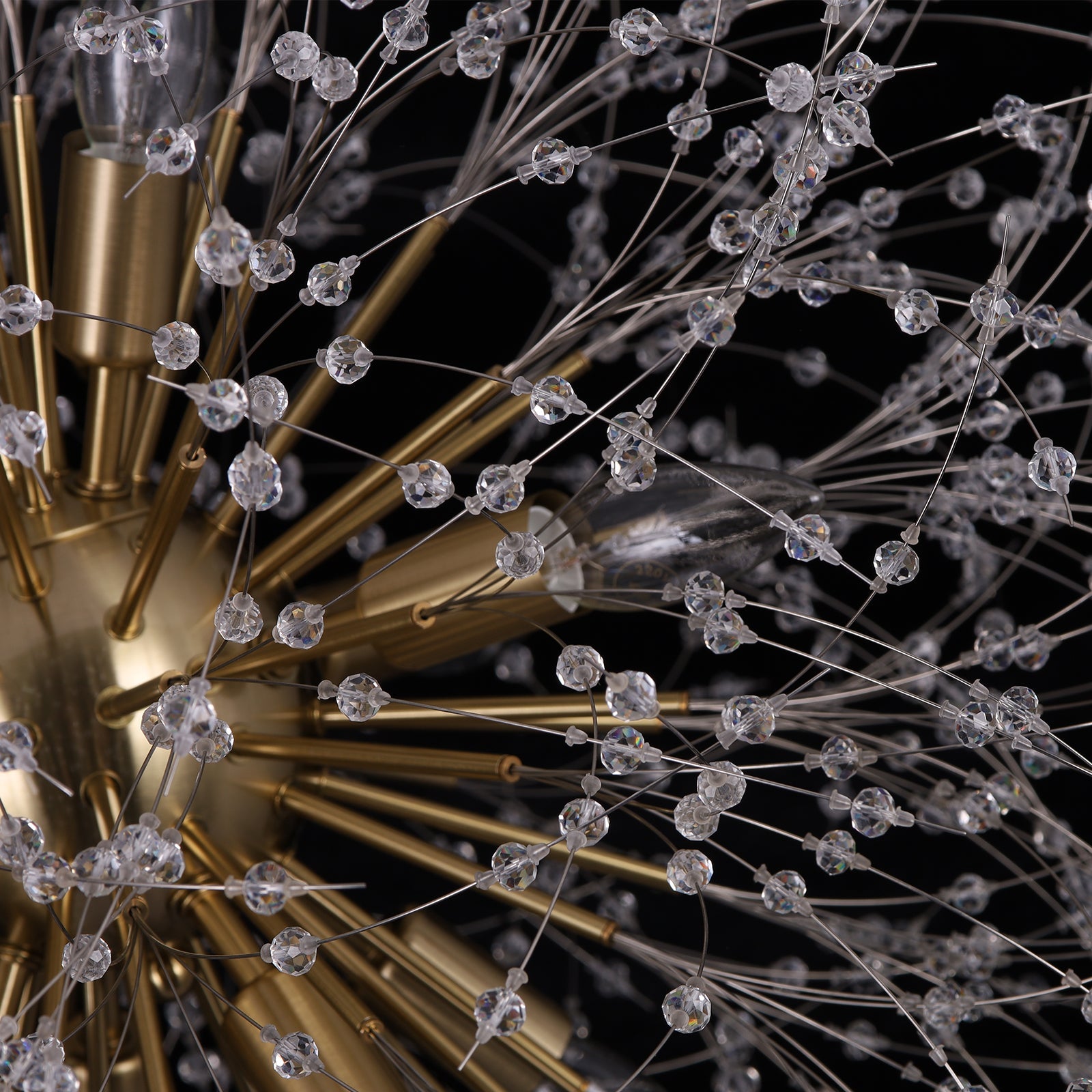 LightfixturesUAE-12-Light Romantic Luxury Dandelion-Shaped Chandelier with Sparkling Crystals-Chandeliers-Brass-