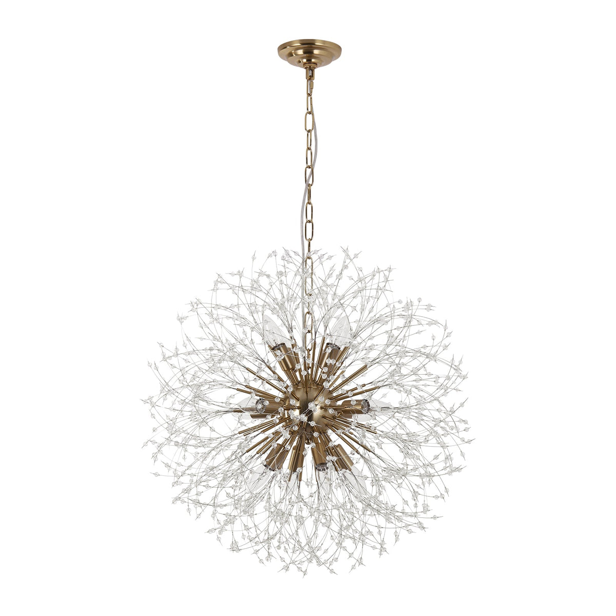 LightfixturesUAE-12-Light Romantic Luxury Dandelion-Shaped Chandelier with Sparkling Crystals-Chandeliers-Brass-