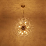 LightfixturesUAE-12-Light Romantic Luxury Dandelion-Shaped Chandelier with Sparkling Crystals-Chandeliers-Brass-