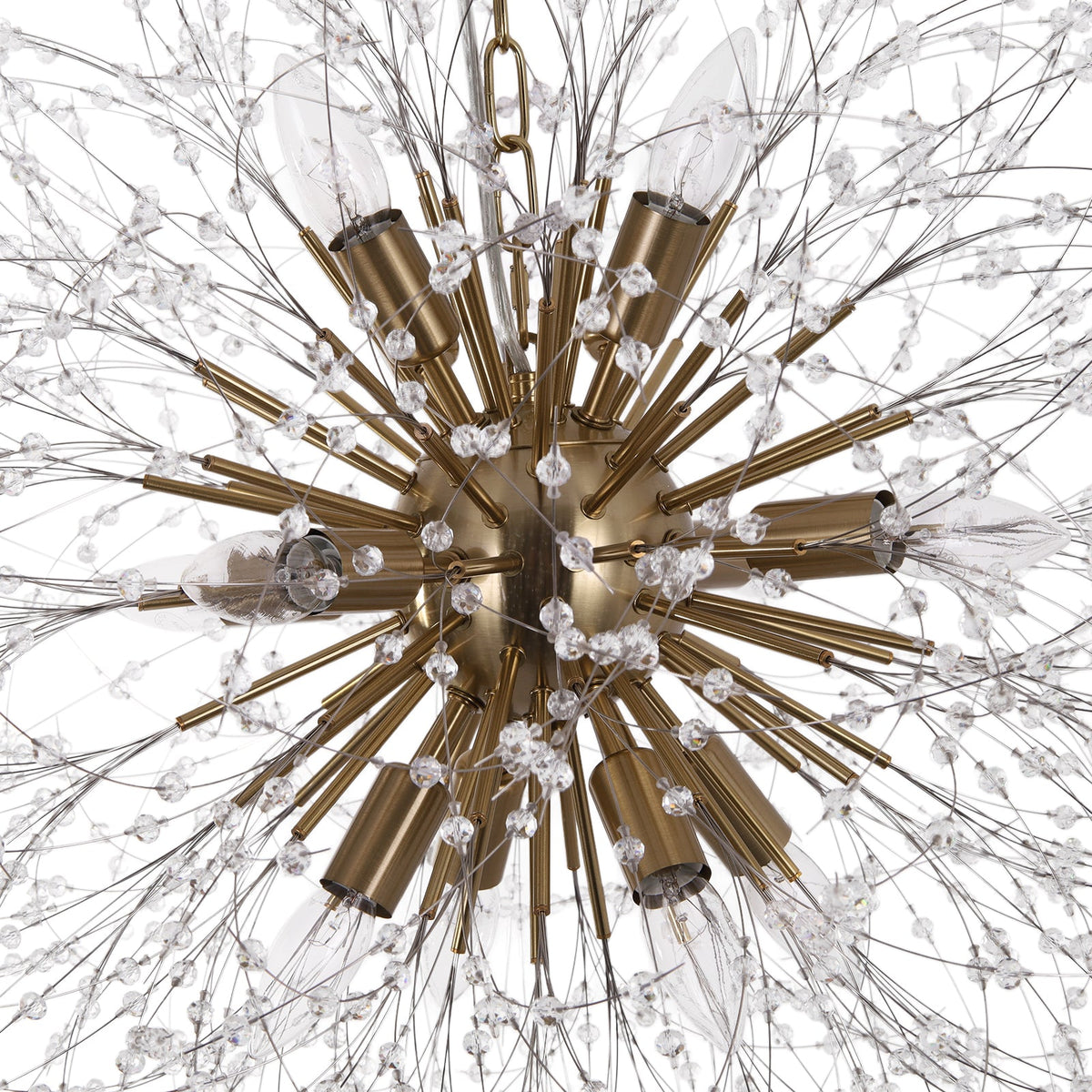 LightfixturesUAE-12-Light Romantic Luxury Dandelion-Shaped Chandelier with Sparkling Crystals-Chandeliers-Brass-