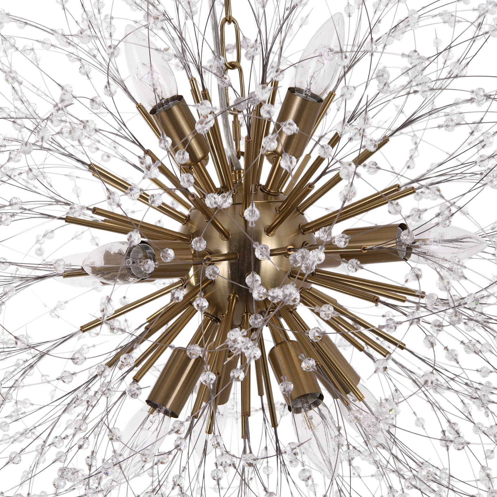 LightfixturesUAE-12-Light Romantic Luxury Dandelion-Shaped Chandelier with Sparkling Crystals-Chandeliers-Brass-