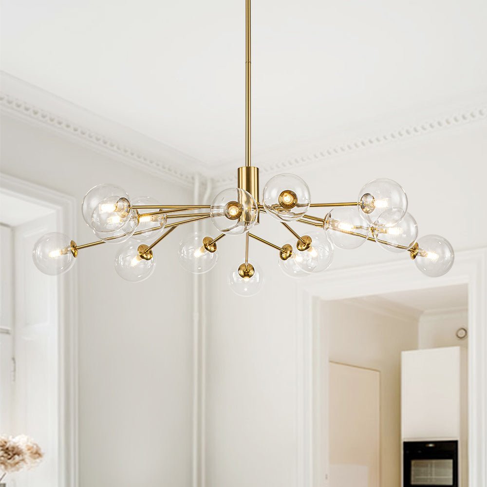 LightfixturesUAE-12/15/18-Light Modern Glass Globe Bubble Sputnik Chandelier-Chandeliers-Gold-15-Light