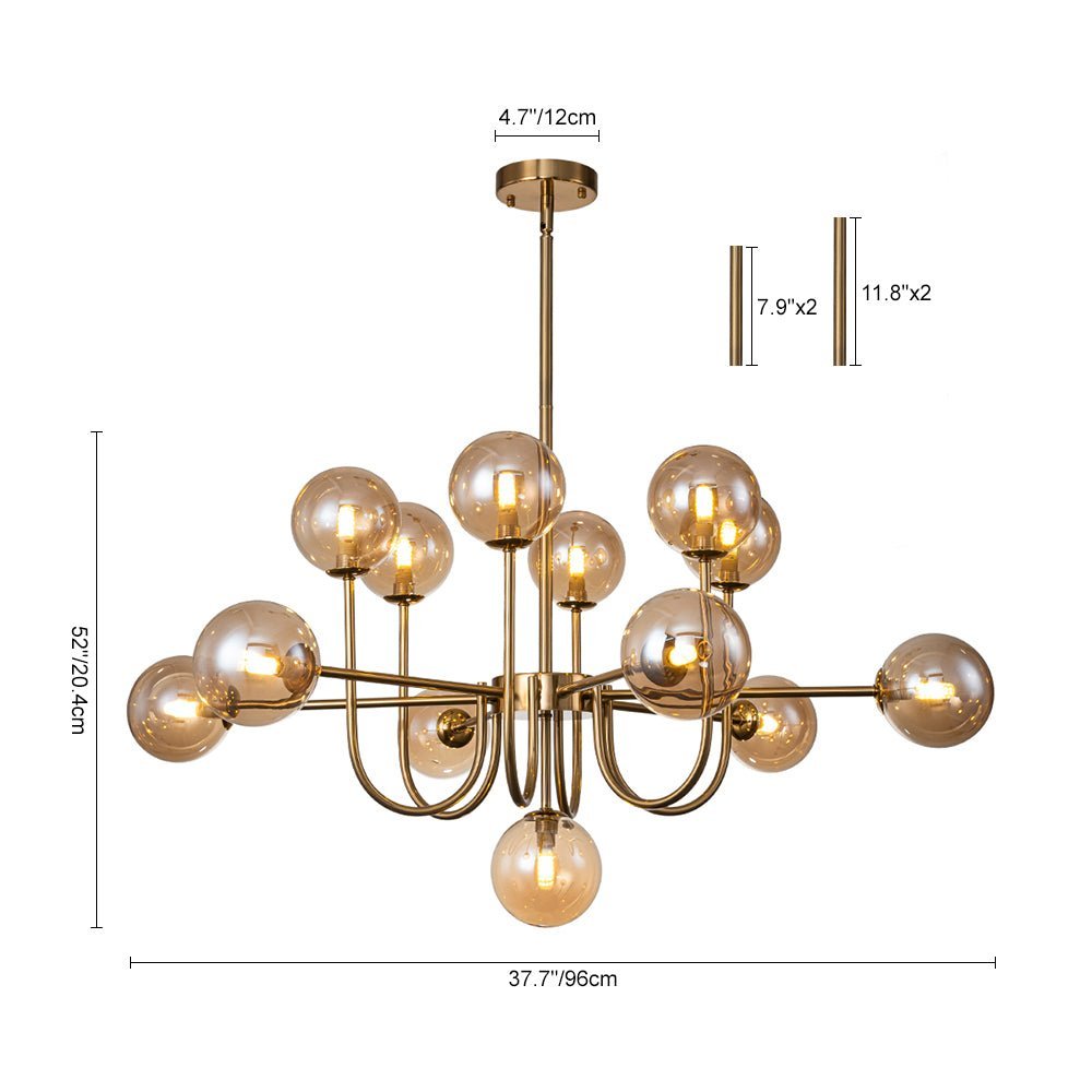 LightfixturesUAE-13-Light Modern Cluster Glass Globe Bubble Tiered Sputnik Chandelier-Chandeliers-Black-