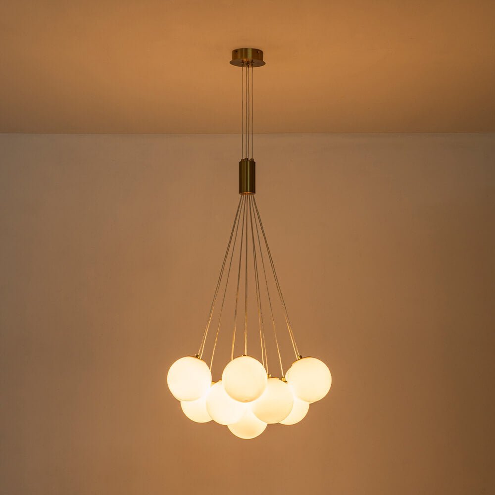 LightfixturesUAE-13-Light Modern Cluster Opal Glass Bubble Chandelier-Chandeliers-13-Light-