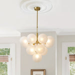 LightfixturesUAE-13-Light Modern Gritty Opal Bubble Striped Glass Cluster Chandelier-Chandeliers-Brass-