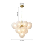 LightfixturesUAE-13-Light Modern Gritty Opal Bubble Striped Glass Cluster Chandelier-Chandeliers-Brass-