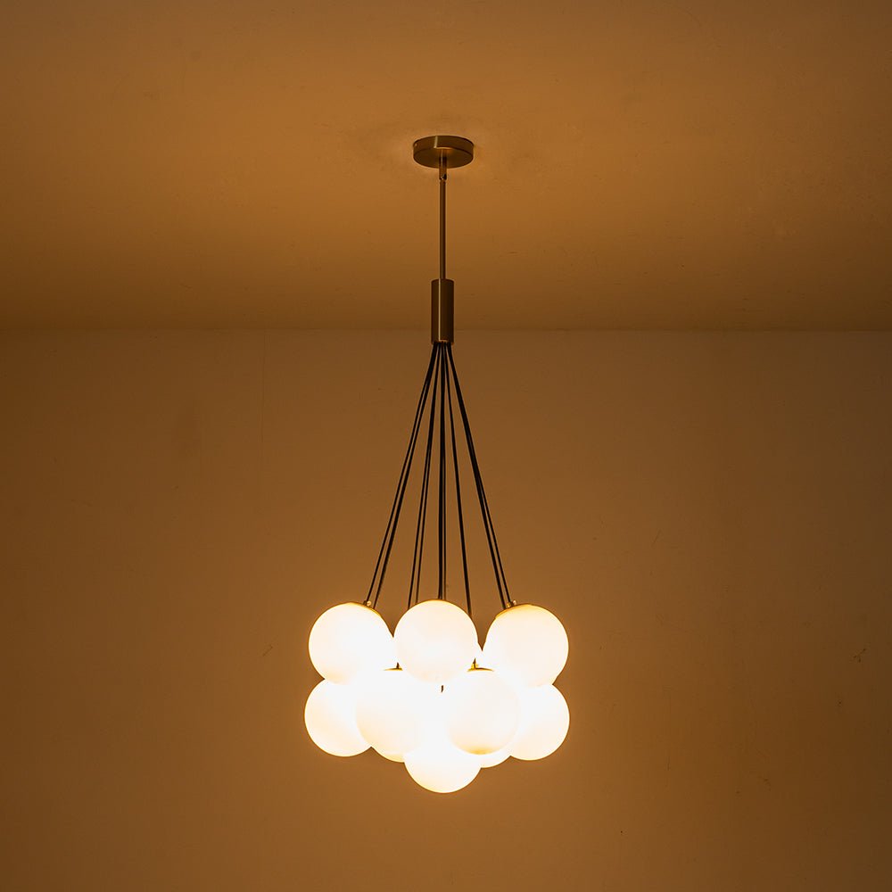LightfixturesUAE-13-Light Modern Opal Glass Cloud Bubble Cluster Chandelier-Chandeliers-Brass-