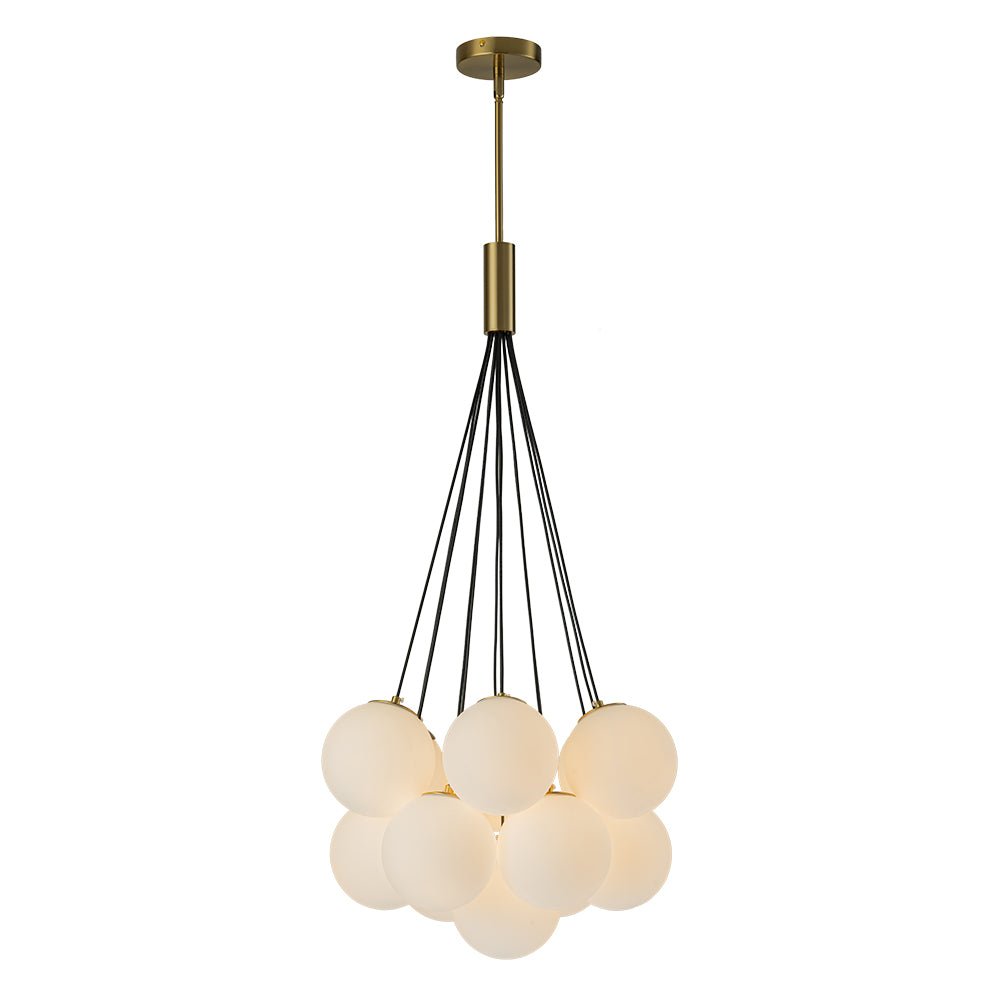 LightfixturesUAE-13-Light Modern Opal Glass Cloud Bubble Cluster Chandelier-Chandeliers-Brass-