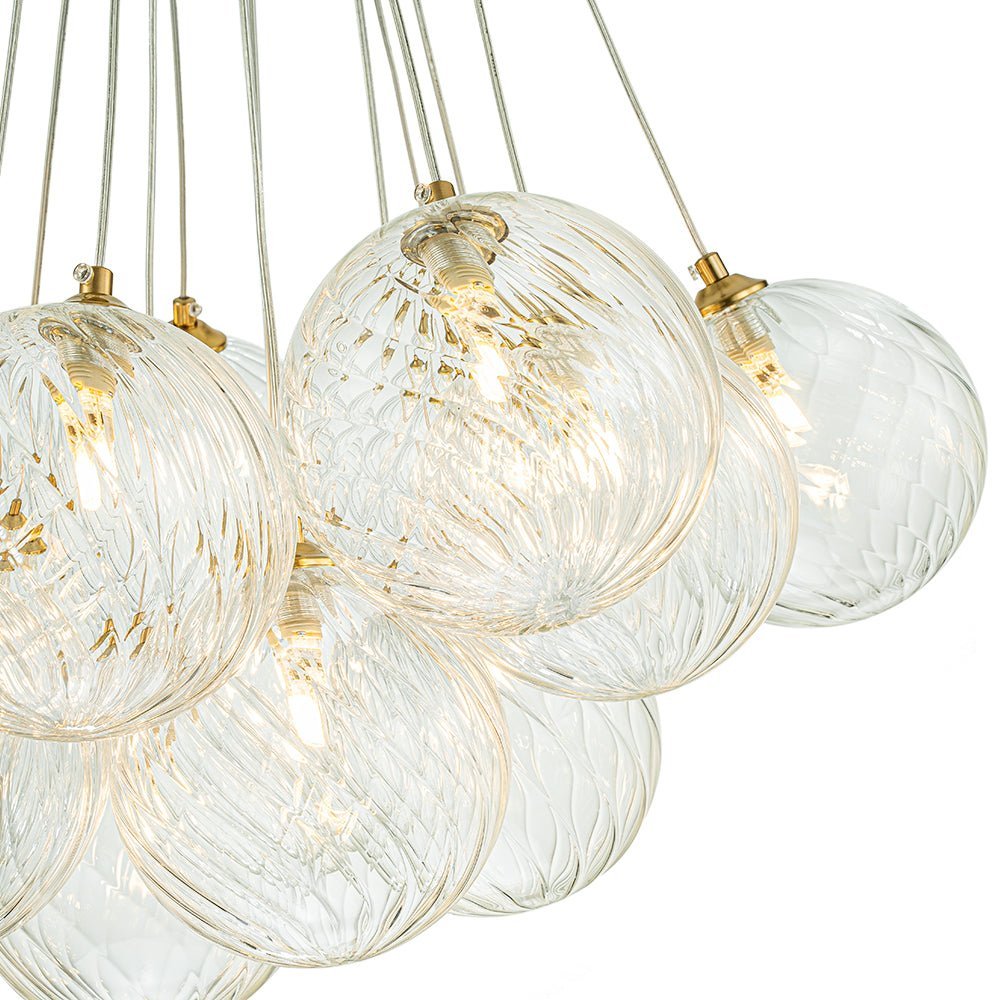 LightfixturesUAE-13/19-Light Modern Mid-Century Cluster Ribbed Glass Bubble Globe Chandelier-Chandeliers-19-Light-