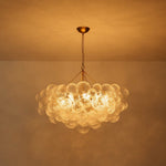 LightfixturesUAE-15-Light Modern Cluster Water Ripple Glass Bubble Chandelier-Chandeliers-Brushed Brass-
