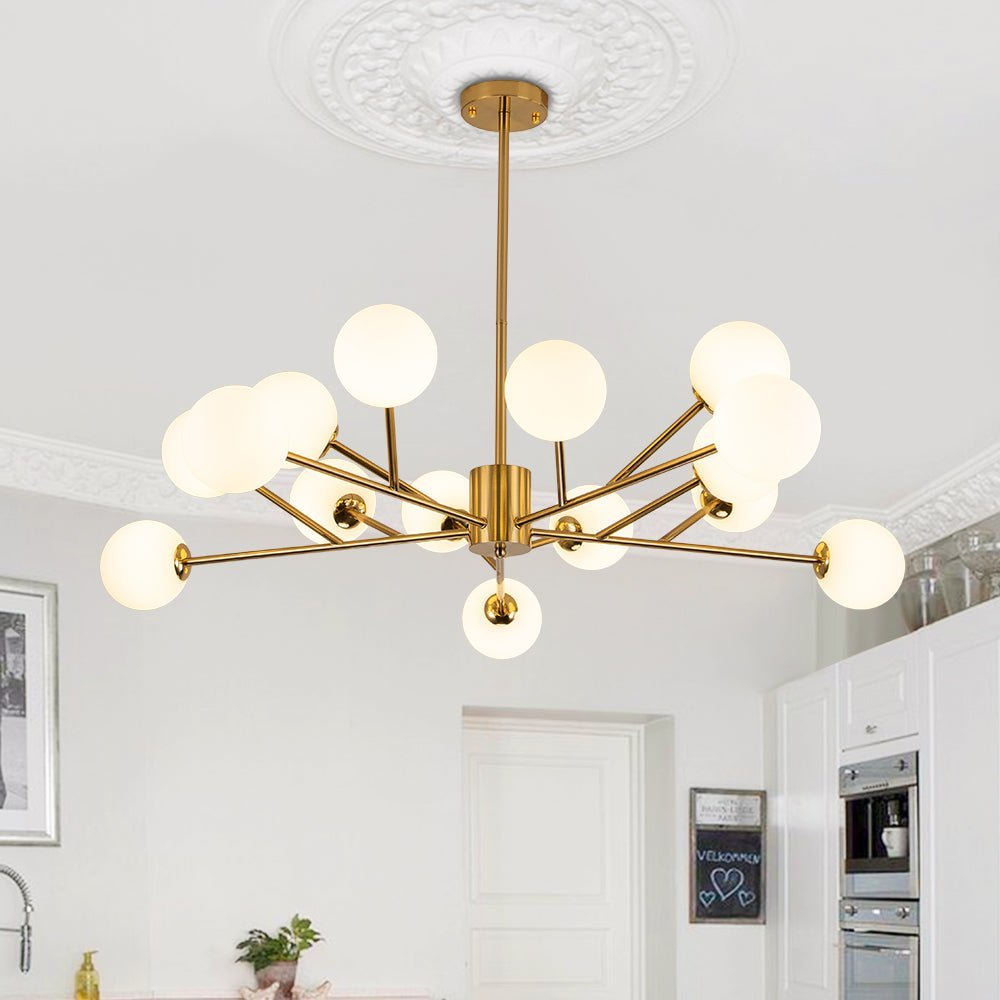 LightfixturesUAE-15-Light Modern Glam Opal Globes Bubble Sputnik Silhouette Chandelier-Chandeliers-Black-