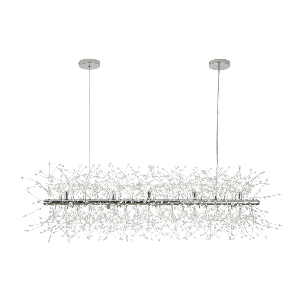 LightfixturesUAE-15-Light Modern Glam Starburst Dandelion Crystal Glass Linear Chandelier-Chandeliers-Chrome-