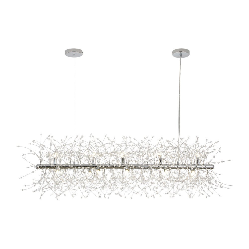 LightfixturesUAE-15-Light Modern Glam Starburst Dandelion Crystal Glass Linear Chandelier-Chandeliers-Chrome-