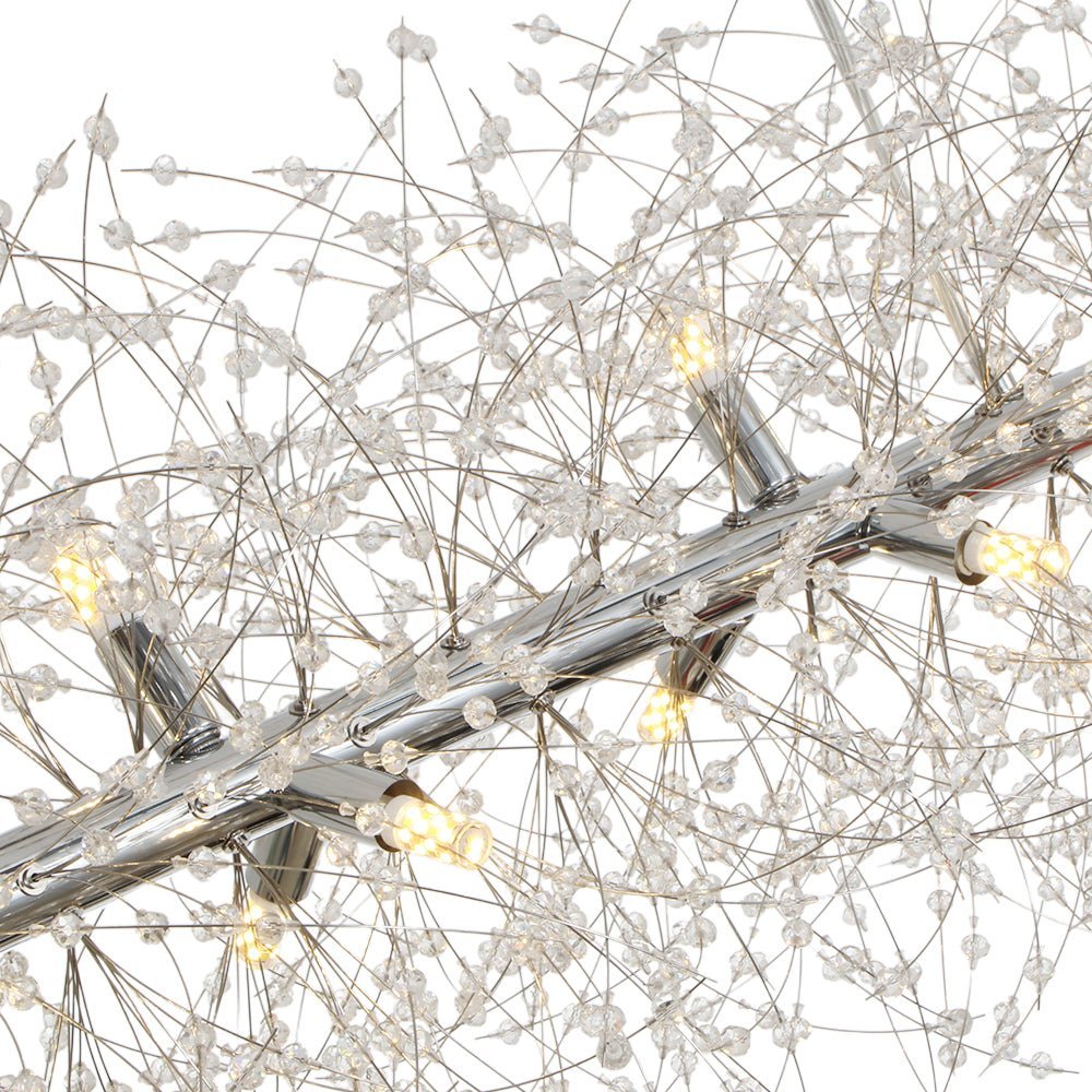 LightfixturesUAE-15-Light Modern Glam Starburst Dandelion Crystal Glass Linear Chandelier-Chandeliers-Chrome-