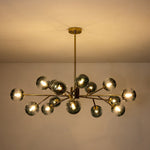 LightfixturesUAE-15-Light Modern Gradient Blue Glass Globe Sputnik Branching Chandelier-Chandeliers-Gold-