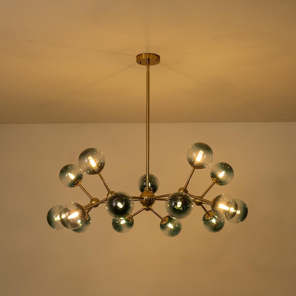 LightfixturesUAE-15-Light Modern Gradient Glass Globe Branch Sputnik Chandelier-Chandeliers-Black-