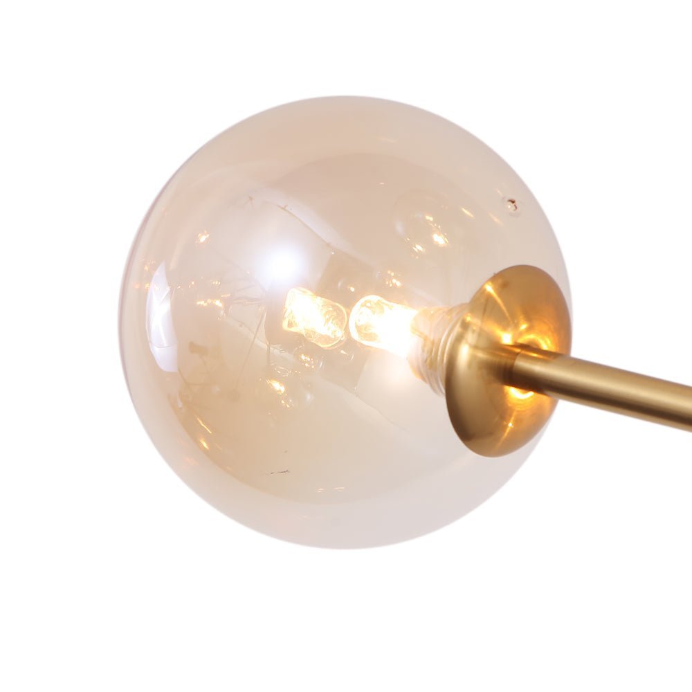 LightfixturesUAE-15-Light Modern Mid-Century Branching Arm Glass Globe Sputnik Chandelier-Chandeliers-Brass-