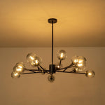LightfixturesUAE-15-Light Modern Smoked Gradient Glass Globe Sputnik Chandelier-Chandeliers-Black-