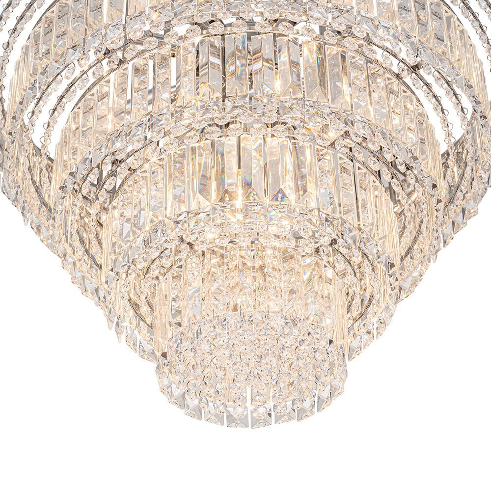 LightfixturesUAE-17-Light Modern Tiered Tassel Crystal Cake-Shaped Chandelier-Chandeliers - 