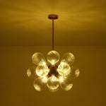 LightfixturesUAE-18-Light Modern Clear Stripe Glass Bubble Cluster Chandelier-Chandeliers-Clear Stripe-