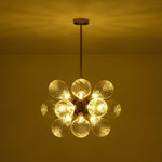 LightfixturesUAE-18-Light Modern Clear Stripe Glass Bubble Cluster Chandelier-Chandeliers-Clear Stripe-