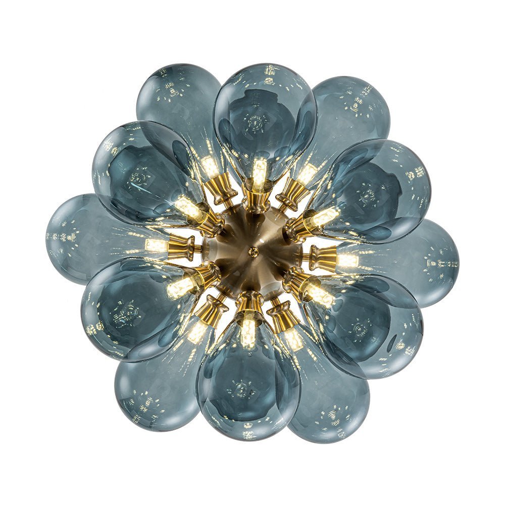 LightfixturesUAE-18-Light Modern Glass Bubble Cluster Chandelier-Chandeliers-Purplish Brown Bubbled-