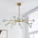 LightfixturesUAE-18-Light Modern Linear Crystal Cube Cluster Sputnik Chandelier-Chandeliers-Brass-