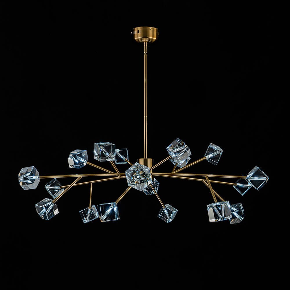 LightfixturesUAE-18-Light Modern Linear Crystal Cube Cluster Sputnik Chandelier-Chandeliers-Chrome-