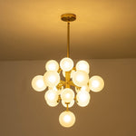 LightfixturesUAE-19-Light Mid-Century Modern Tiered Cluster Glass Globe Chandelier-Chandeliers-Black-